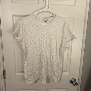 A New Day - Cream Sheer Crinkle Short Sleeve Top - XXL